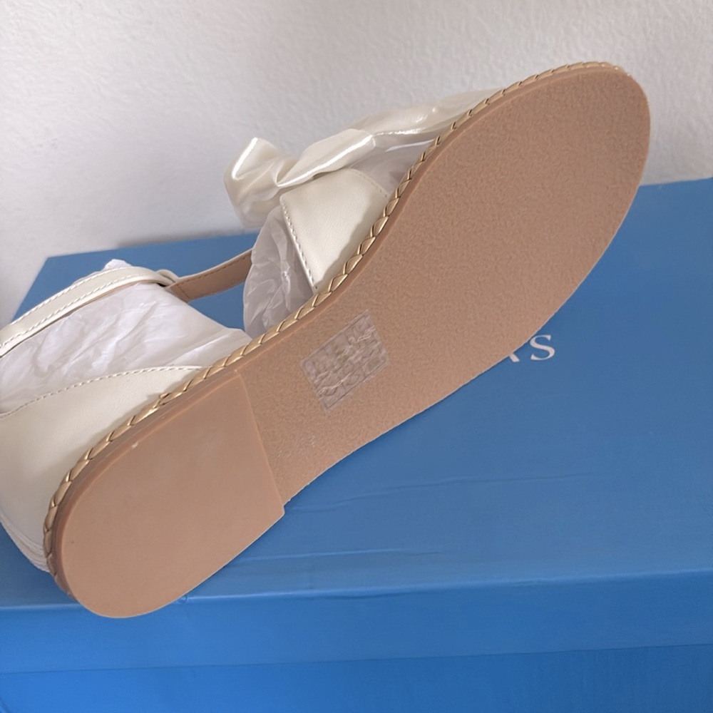 NIB [Jack Rogers] Heidi Satin Bow Accent T-Strap Zip Flat Sandals Women’s Sz 6 - Picture 11 of 14